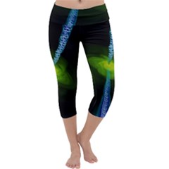 Gas Yellow Falling Into Black Hole Capri Yoga Leggings by Mariart