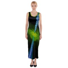 Gas Yellow Falling Into Black Hole Fitted Maxi Dress by Mariart