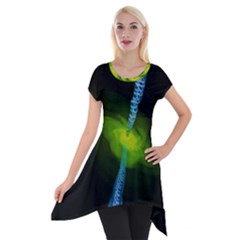 Gas Yellow Falling Into Black Hole Short Sleeve Side Drop Tunic