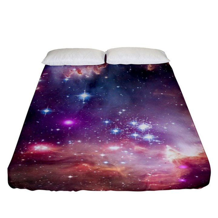 Galaxy Space Star Light Purple Fitted Sheet (King Size)