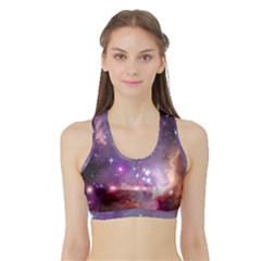 Galaxy Space Star Light Purple Sports Bra With Border by Mariart