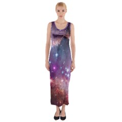 Galaxy Space Star Light Purple Fitted Maxi Dress