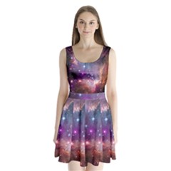 Galaxy Space Star Light Purple Split Back Mini Dress  by Mariart