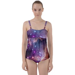 Galaxy Space Star Light Purple Twist Front Tankini Set by Mariart