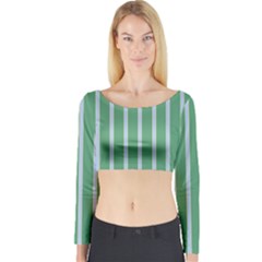 Green Line Vertical Long Sleeve Crop Top