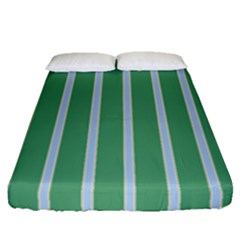 Green Line Vertical Fitted Sheet (queen Size) by Mariart