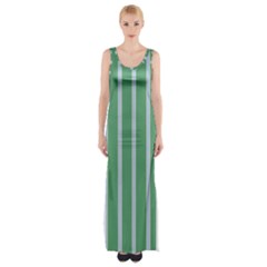 Green Line Vertical Maxi Thigh Split Dress