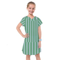 Green Line Vertical Kids  Drop Waist Dress by Mariart