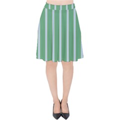 Green Line Vertical Velvet High Waist Skirt