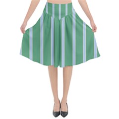 Green Line Vertical Flared Midi Skirt by Mariart