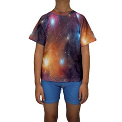 Galaxy Space Star Light Kids  Short Sleeve Swimwear