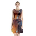 Galaxy Space Star Light Sleeveless Waist Tie Chiffon Dress View1