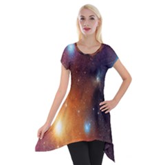 Galaxy Space Star Light Short Sleeve Side Drop Tunic by Mariart