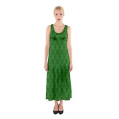 Green Seed Polka Sleeveless Maxi Dress