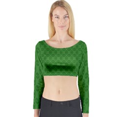 Green Seed Polka Long Sleeve Crop Top by Mariart