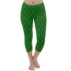 Green Seed Polka Capri Winter Leggings  by Mariart