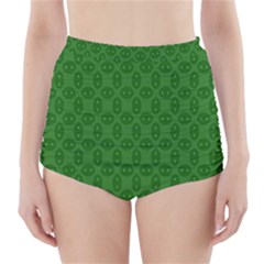 Green Seed Polka High-waisted Bikini Bottoms