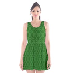 Green Seed Polka Scoop Neck Skater Dress