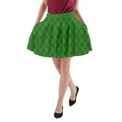 Green Seed Polka A-line Pocket Skirt by Mariart