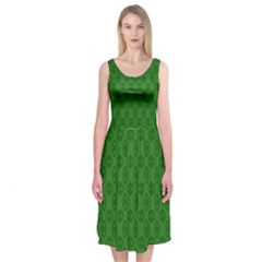 Green Seed Polka Midi Sleeveless Dress