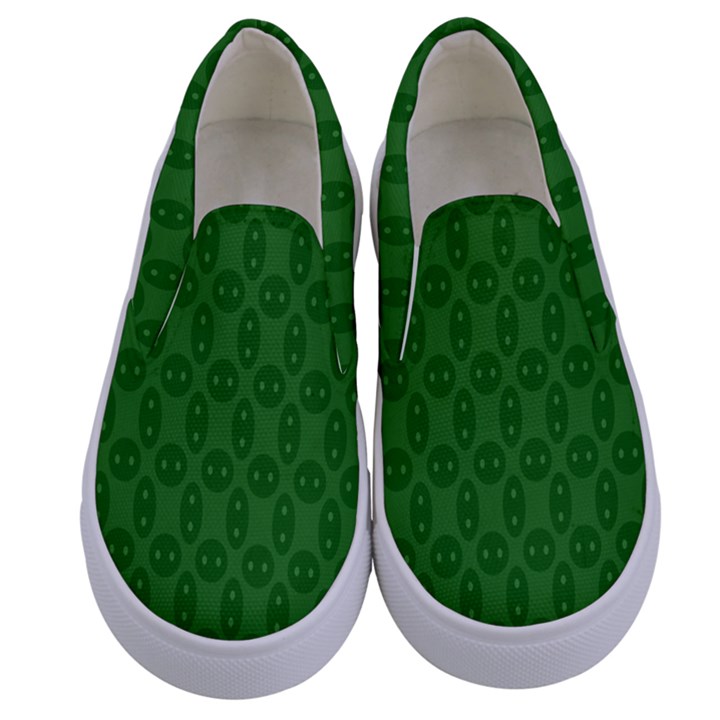 Green Seed Polka Kids  Canvas Slip Ons