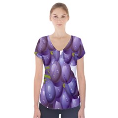 Grape Fruit Short Sleeve Front Detail Top by Mariart