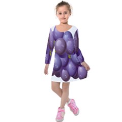 Grape Fruit Kids  Long Sleeve Velvet Dress by Mariart