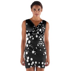 Helmet Original Diffuse Black White Space Wrap Front Bodycon Dress