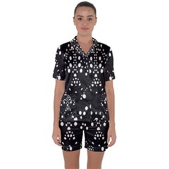 Helmet Original Diffuse Black White Space Satin Short Sleeve Pyjamas Set by Mariart