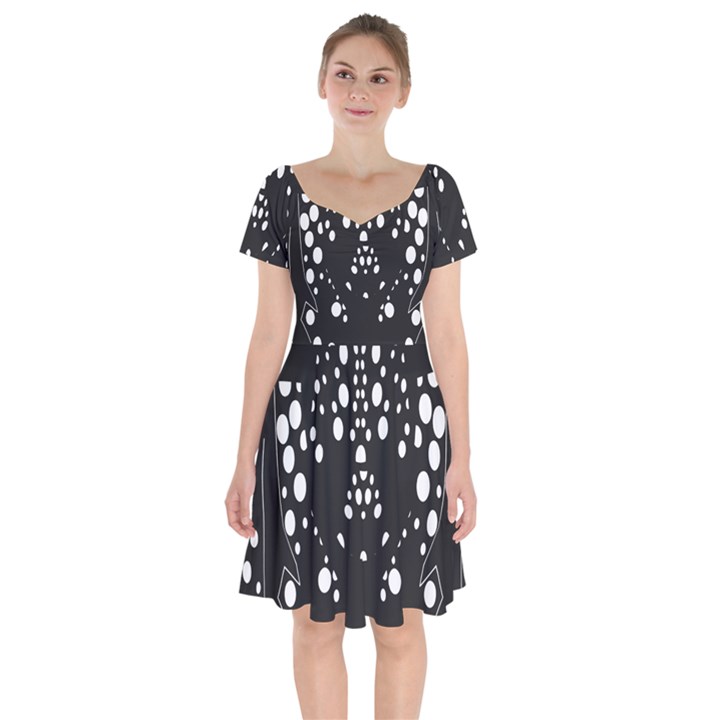 Helmet Original Diffuse Black White Space Short Sleeve Bardot Dress