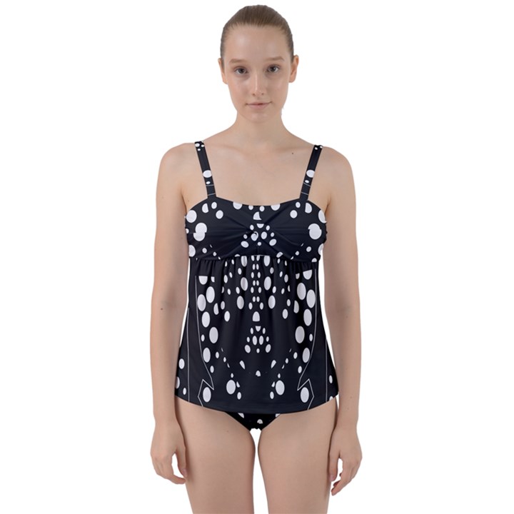 Helmet Original Diffuse Black White Space Twist Front Tankini Set