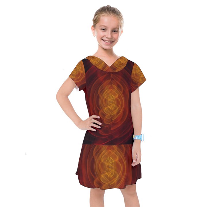 High Res Nostars Orange Gold Kids  Drop Waist Dress