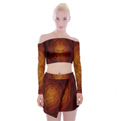 High Res Nostars Orange Gold Off Shoulder Top With Skirt Set by Mariart