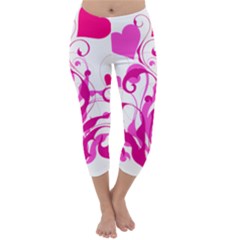 Heart Flourish Pink Valentine Capri Winter Leggings 