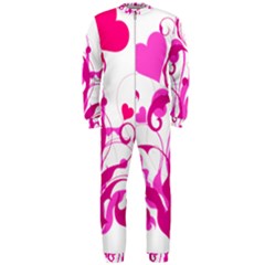 Heart Flourish Pink Valentine Onepiece Jumpsuit (men)  by Mariart