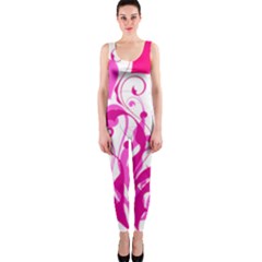 Heart Flourish Pink Valentine Onepiece Catsuit by Mariart