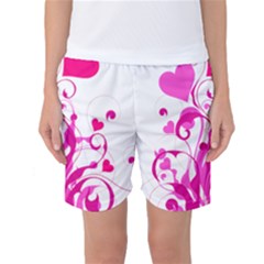 Heart Flourish Pink Valentine Women s Basketball Shorts