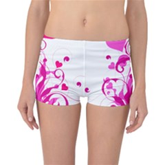 Heart Flourish Pink Valentine Reversible Boyleg Bikini Bottoms by Mariart