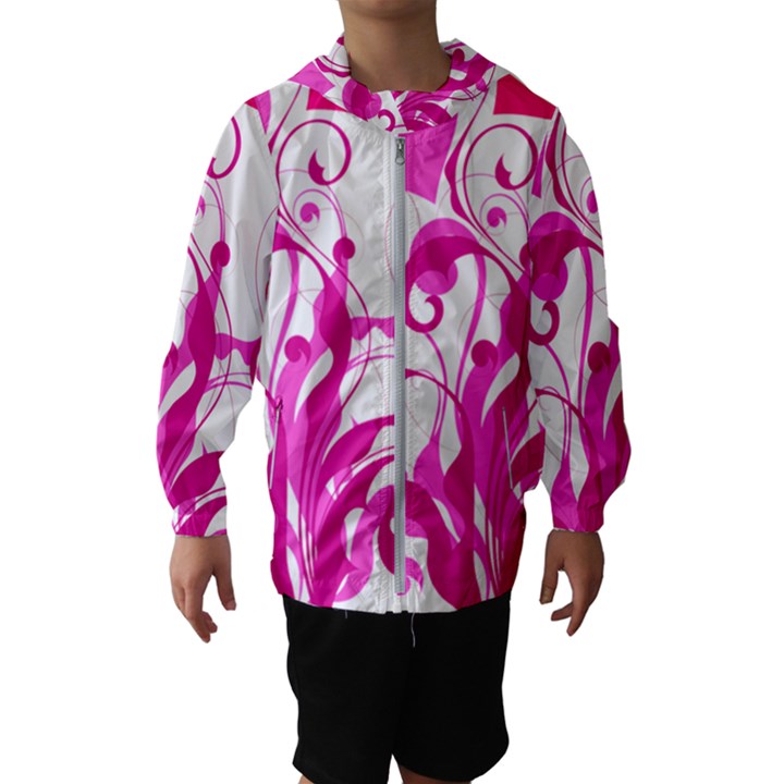 Heart Flourish Pink Valentine Hooded Wind Breaker (Kids)