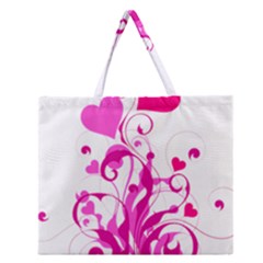 Heart Flourish Pink Valentine Zipper Large Tote Bag