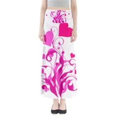 Heart Flourish Pink Valentine Full Length Maxi Skirt by Mariart