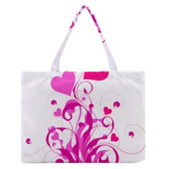 Heart Flourish Pink Valentine Zipper Medium Tote Bag