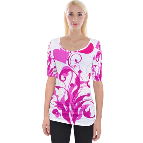 Heart Flourish Pink Valentine Wide Neckline Tee by Mariart