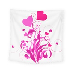 Heart Flourish Pink Valentine Square Tapestry (small) by Mariart