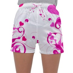 Heart Flourish Pink Valentine Sleepwear Shorts