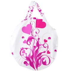 Heart Flourish Pink Valentine Giant Round Zipper Tote by Mariart