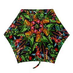 Hawaiian Girls Black Flower Floral Summer Mini Folding Umbrellas