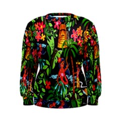 Hawaiian Girls Black Flower Floral Summer Women s Sweatshirt by Mariart