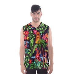 Hawaiian Girls Black Flower Floral Summer Men s Basketball Tank Top