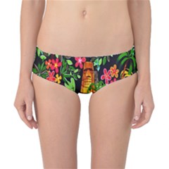 Hawaiian Girls Black Flower Floral Summer Classic Bikini Bottoms